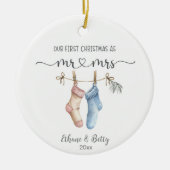 Onze eerste kerstgehuwde versiering keramisch ornament (Voorkant)