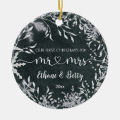 Onze eerste kerstgehuwde versiering keramisch ornament (Voorkant)