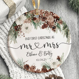 Onze eerste kerstgehuwde versiering keramisch ornament