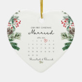 Onze eerste kerstgehuwde versiering keramisch ornament (Voorkant)