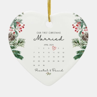 Onze eerste kerstgehuwde versiering keramisch ornament