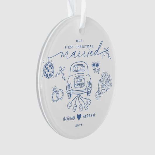 Onze eerste kerstgehuwde versiering ornament (voorkant)