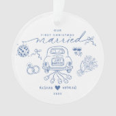 Onze eerste kerstgehuwde versiering ornament (voorkant)