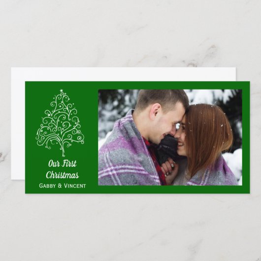 Onze eerste kerstgroen feestdagenkaart (Voorkant / Achterkant)