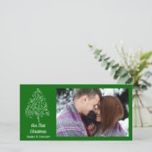 Onze eerste kerstgroen feestdagenkaart (Staand voorkant)