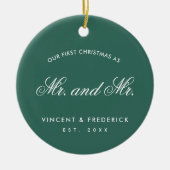 Onze eerste kerstgroene Pas getrouwd Foto Keramisch Ornament (Voorkant)