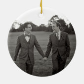 Onze eerste kerstgroene Pas getrouwd Foto Keramisch Ornament (Achterkant)