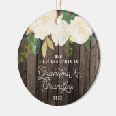 Onze eerste kerstgrootmoeder en opa op maat keramisch ornament (Links)