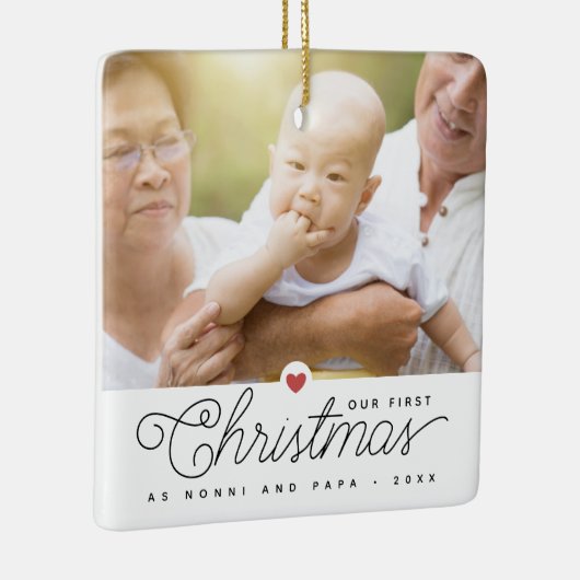 Onze eerste kerstgrootouders 2 Foto's Keramisch Ornament (Rechts)