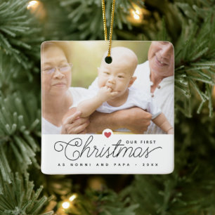 Onze eerste kerstgrootouders 2 Foto's Keramisch Ornament