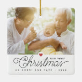 Onze eerste kerstgrootouders 2 Foto's Keramisch Ornament (Achterkant)