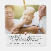 Onze eerste kerstgrootouders 2 Foto's Keramisch Ornament (Voorkant)
