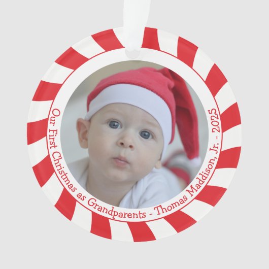 Onze eerste kerstgrootouders Candy Cane Foto Ornament (voorkant)