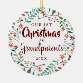 Onze eerste kerstgrootouders Floral Baby Foto Keramisch Ornament (Voorkant)