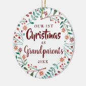 Onze eerste kerstgrootouders Floral Baby Foto Keramisch Ornament (Links)