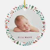 Onze eerste kerstgrootouders Floral Baby Foto Keramisch Ornament (Achterkant)