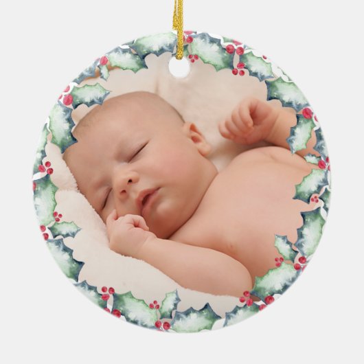 Onze eerste kerstgrootouders, Foto Keepomwille Keramisch Ornament (Achterkant)