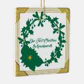 Onze eerste kerstgrootouders Poinsettia Holly Keramisch Ornament (Rechts)