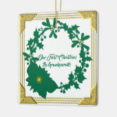 Onze eerste kerstgrootouders Poinsettia Holly Keramisch Ornament (Links)