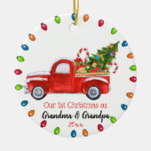 Onze eerste kerstgrootouders Red Truck, licht Keramisch Ornament (Voorkant)