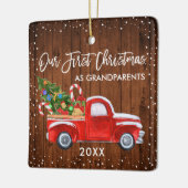 Onze eerste kerstgrootouders Truck Wood Snow Keramisch Ornament (Links)