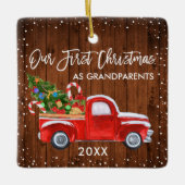 Onze eerste kerstgrootouders Truck Wood Snow Keramisch Ornament (Voorkant)