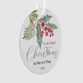 Onze eerste kerstgrootouders Winter Greenery Ornament (voorkant)