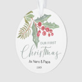 Onze eerste kerstgrootouders Winter Greenery Ornament (voorkant)