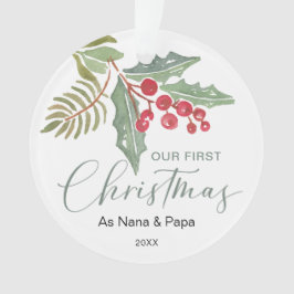 Onze eerste kerstgrootouders Winter Greenery Ornament