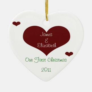 Onze eerste kersthartversiering keramisch ornament