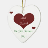 Onze eerste kersthartversiering keramisch ornament (Links)