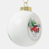 Onze eerste kersthuwelijksreis Red Truck Keramische Bal Ornament (Links)