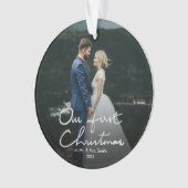 Onze eerste kerstkaart met kerstletters ornament (voorkant)