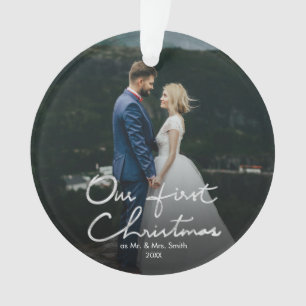 Onze eerste kerstkaart met kerstletters ornament
