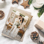 Onze eerste kerstkaart, verticaal & twee H-fotokaa<br><div class="desc">Stuur uw kerstwensen en vier uw bruiloft in stijl met uw Onze Eerste Kerstmis Verticaal & Horizontale Twee Kaart voor Kerstmis.</div>