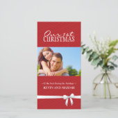 Onze eerste kerstkaarten feestdagenkaart (Staand voorkant)