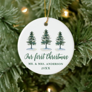 Onze eerste kerstkalligrafie-Waterverf Keramisch Ornament