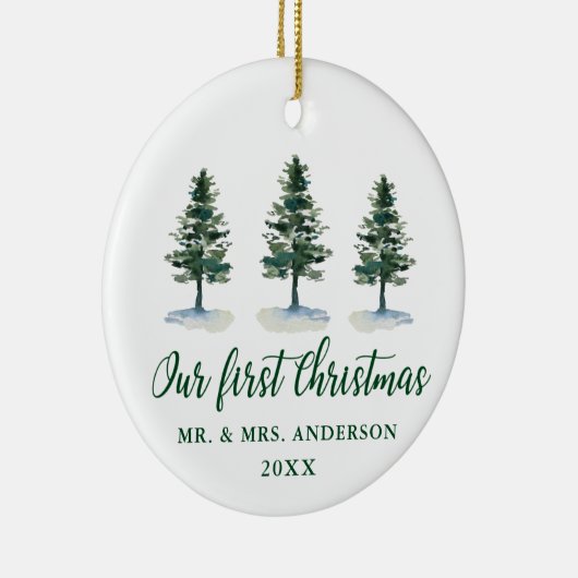 Onze eerste kerstkalligrafie-Waterverf Keramisch Ornament (Rechts)