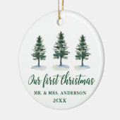 Onze eerste kerstkalligrafie-Waterverf Keramisch Ornament (Links)