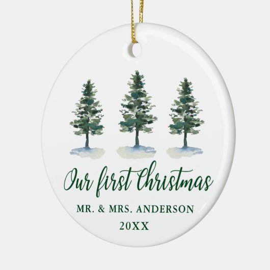 Onze eerste kerstkalligrafie-Waterverf Keramisch Ornament (Links)