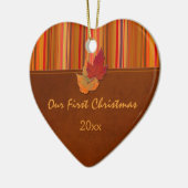 Onze eerste kerstkeepaardse versiering keramisch ornament (Links)