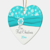 Onze eerste kerstkeepaardse versiering keramisch ornament (Links)