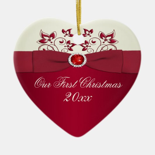 Onze eerste kerstkeepaardse versiering keramisch ornament (Voorkant)