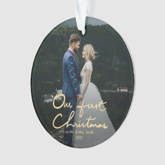 Onze eerste kerstkerstkerst met handschrift Kerstm Ornament (voorkant)