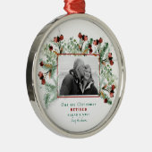 Onze eerste kerstkerstmis in ruste B/W-fotokerstmi Metalen Ornament (Rechts)