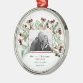 Onze eerste kerstkerstmis in ruste B/W-fotokerstmi Metalen Ornament (Links)