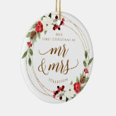 Onze eerste kerstkerstversiering met Pas getrouwd Keramisch Ornament (Rechts)