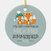 Onze eerste kerstkoeienkoeienkogels op maat keramisch ornament (Voorkant)