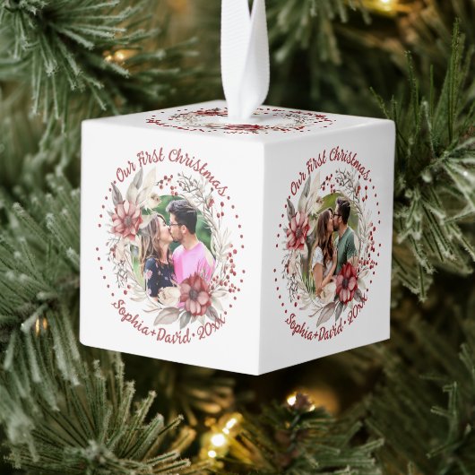 Onze eerste kerstkrans met bloemen foto decoratie (Boom)