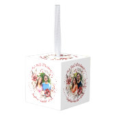 Onze eerste kerstkrans met bloemen foto decoratie (Achter hoekig)